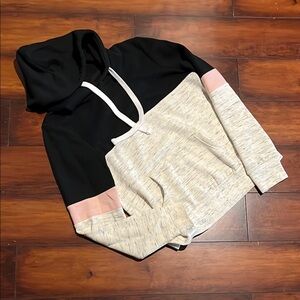 Colorblock Hoodie with Pink Accent